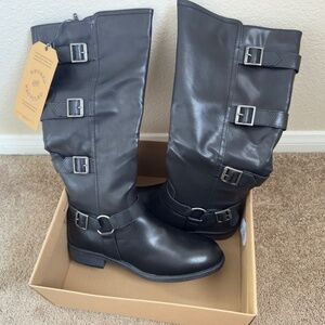 Frye and Co. Womens Cyra Stacked Heel Motorcycle Boots